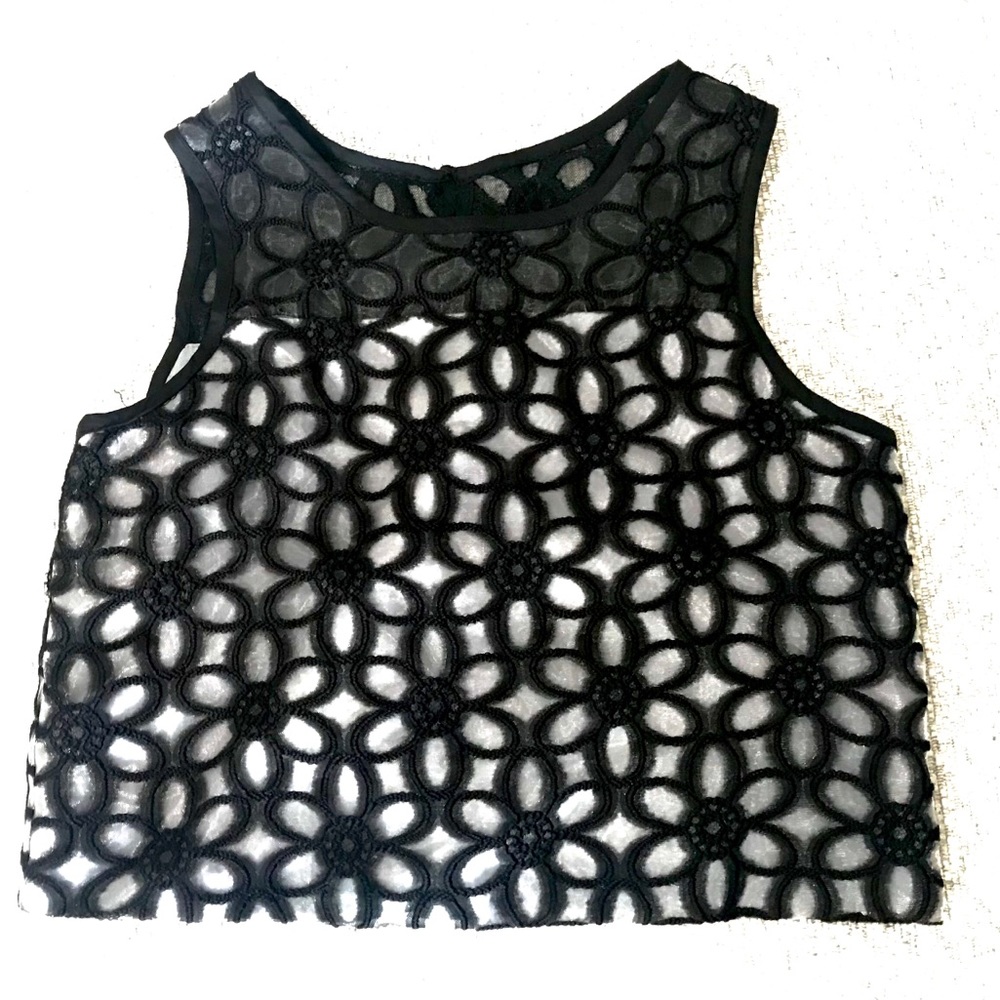 Girls Black Lace with white lining top size 7